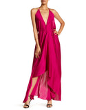 Shahida Parides 3 Way Style Long Dress in Bright Fuchsia