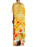 Shahida Parides California Poppy Creme Souffle 3 Way Style Long Lace-Up Kaftan