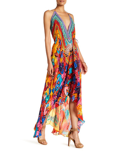 Shahida Parides Navajo High Low Dress in Red