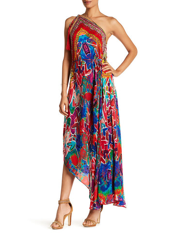 Shahida Parides Navajo High Low Dress in Red