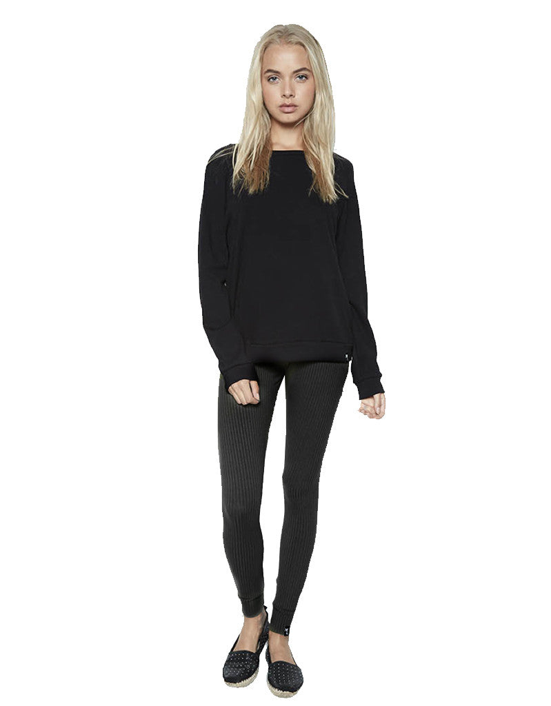 Michael Lauren Quinto Ribbed Knit Legging in Caviar - SWANK - Pants - 1