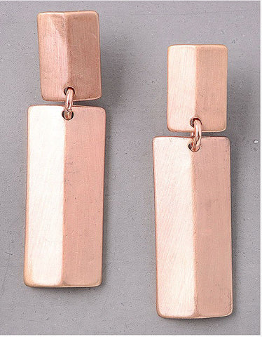 Vintage Snoot Double Rectangle Earrings in Matte Rose Gold