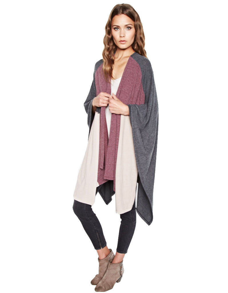 Michael Lauren Reeves Colorblock Blanket Wrap - SWANK - Tops - 1