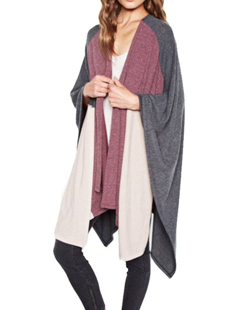 Michael Lauren Reeves Colorblock Blanket Wrap - SWANK - Tops - 2