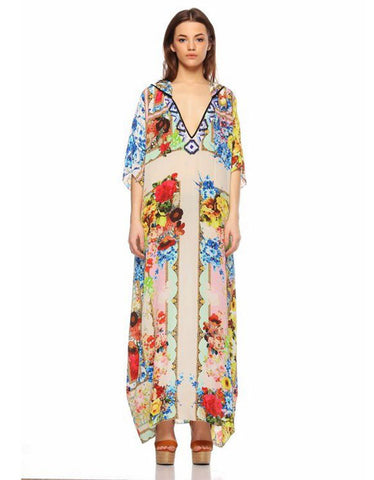 Rococo Sand Romantic Florals Kaftan