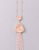 Vintage Snoot Starfringe Double Druzy Necklace in Rose Gold