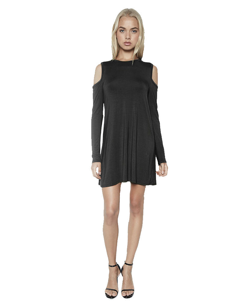 Michael Lauren Radford L/S Open Shoulder Dress in Black - SWANK - Dresses - 1