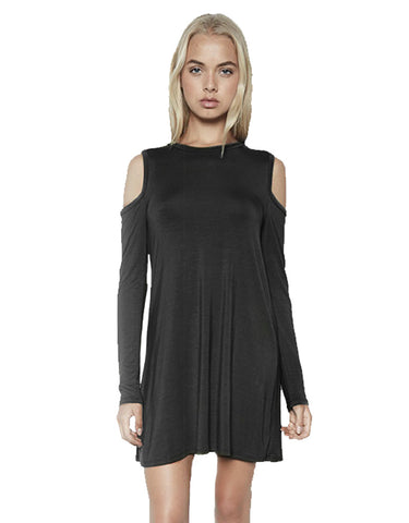 Michael Lauren Radford L/S Open Shoulder Dress in Black