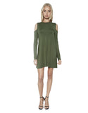 Michael Lauren Radford L/S Open Shoulder Dress in Military - SWANK - Dresses - 1