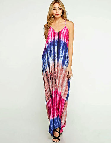 Vagabond Tie-Dye Maxi Dress with Pockets in Black