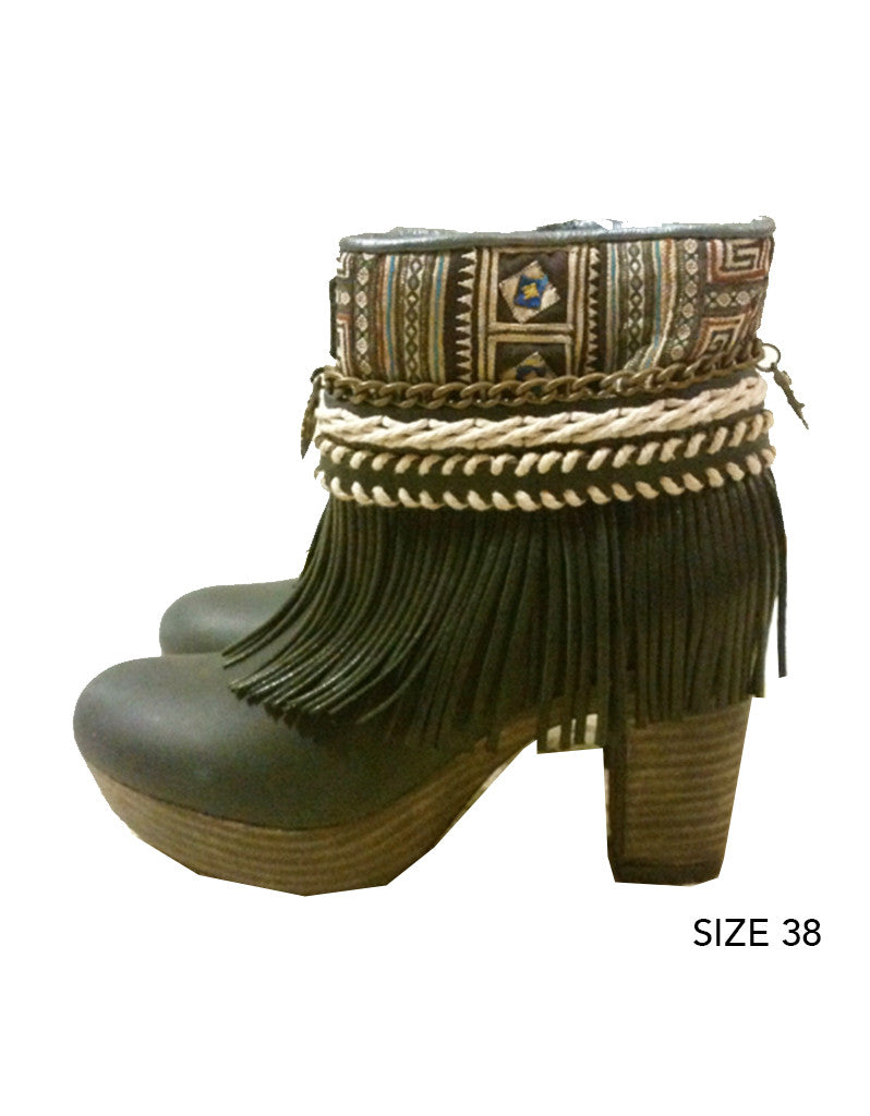 Boho Custom Made High Heel Boots - Black - SWANK - Shoes - 7