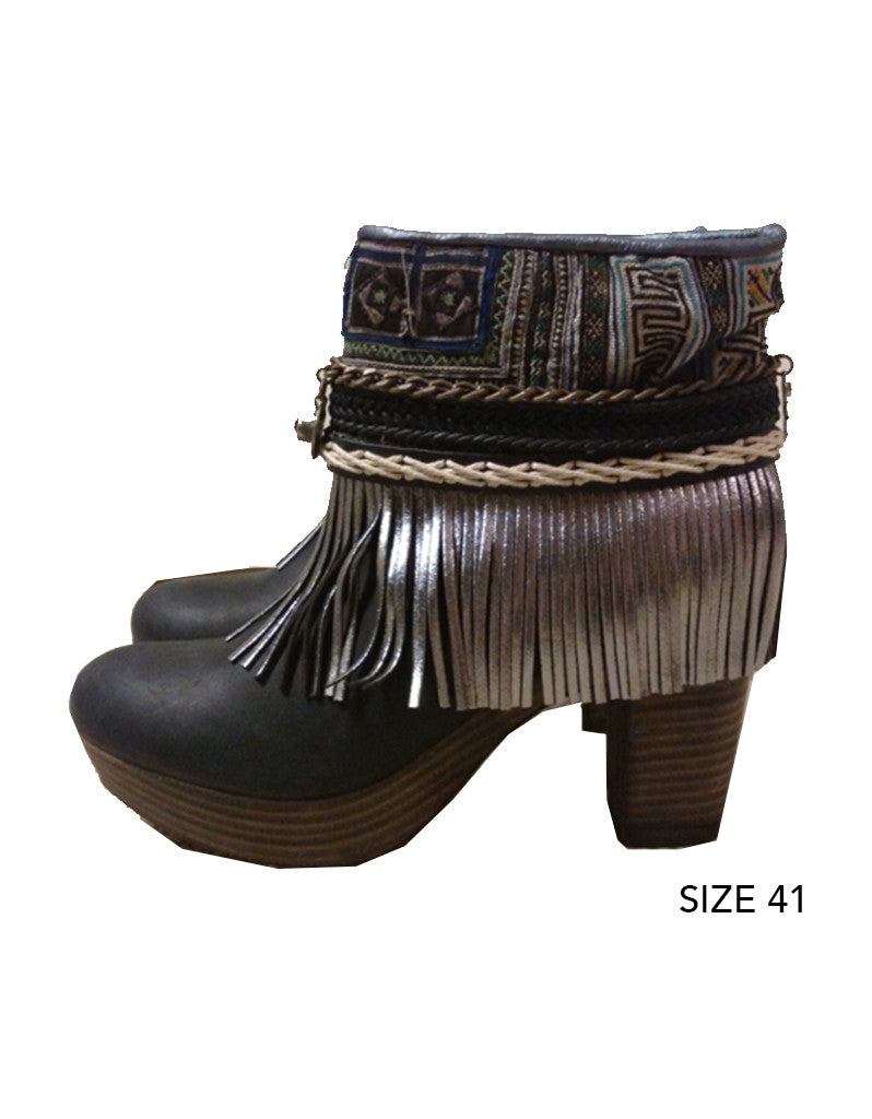 Boho Custom Made High Heel Boots - Black - SWANK - Shoes - 10