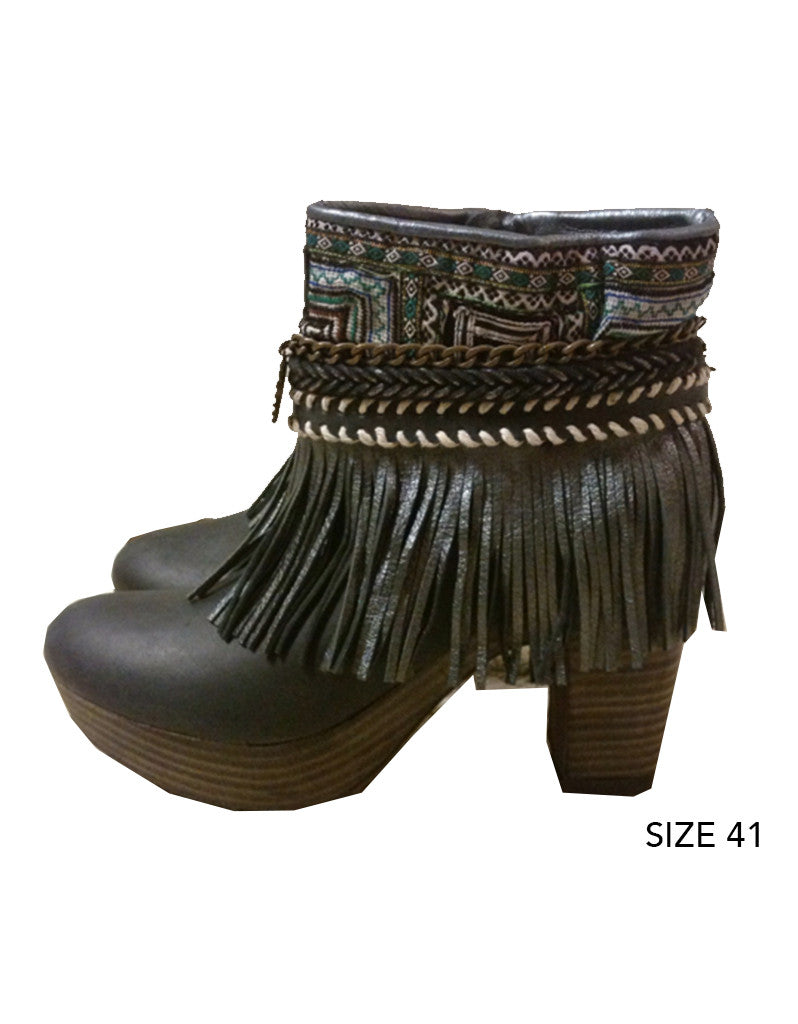 Boho Custom Made High Heel Boots - Black - SWANK - Shoes - 12