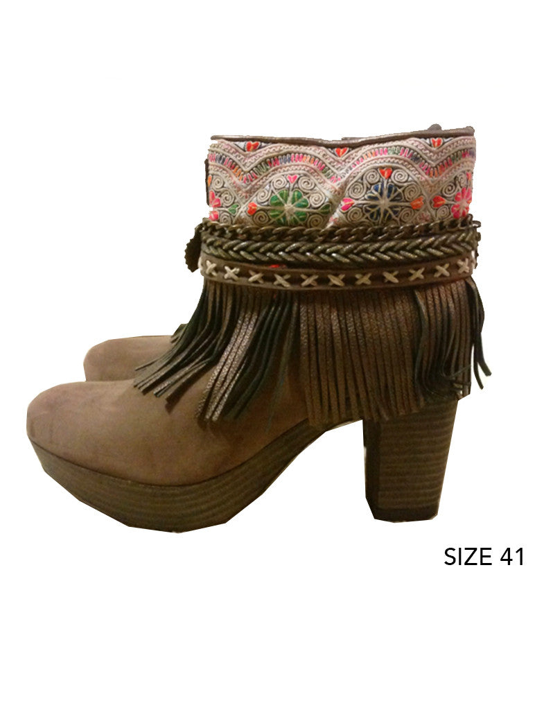 Boho Custom Made High Heel Boots - Brown - SWANK - Shoes - 17