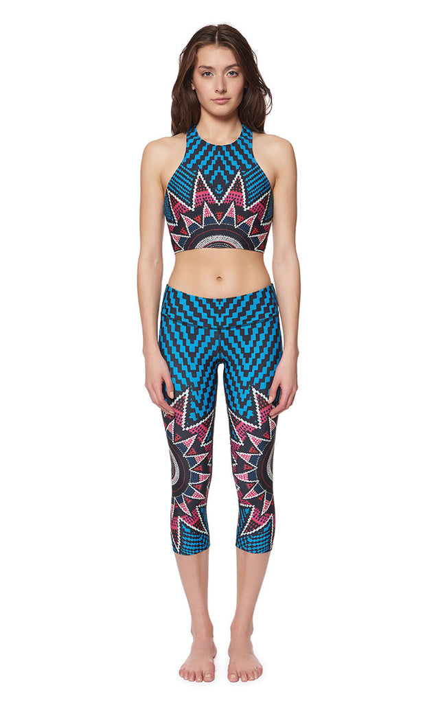 Mara Hoffman Active Starbasket Tank Sports Bra in Teal Multi – SWANK