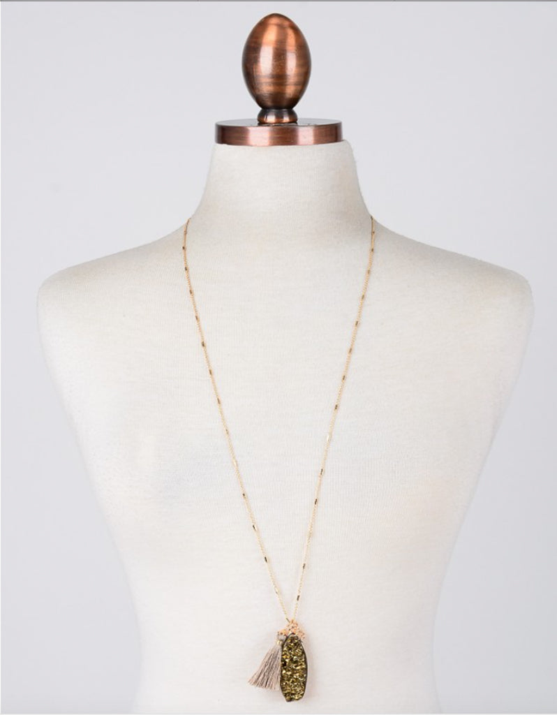 Vintage Snoot Starfire Druzy Necklace in Gold