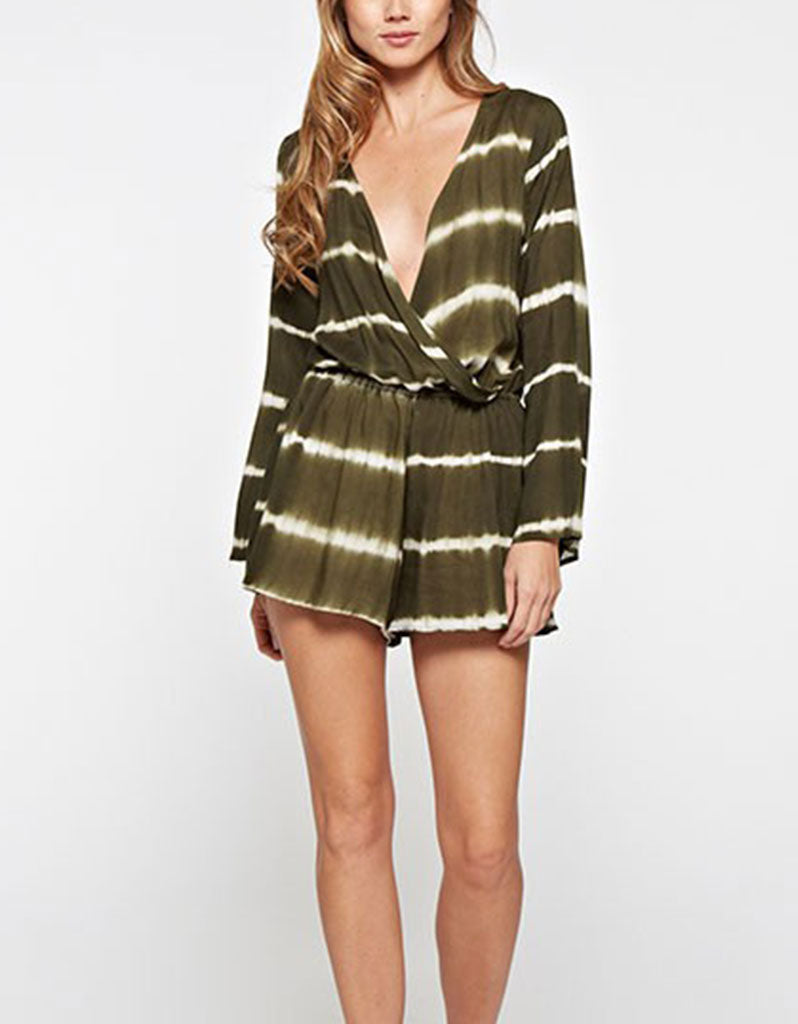 Wrap Me Up Tie Dye Romper in Army