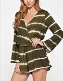 Wrap Me Up Tie Dye Romper in Army