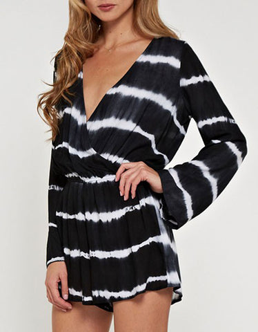 Wrap Me Up Tie Dye Romper in Black