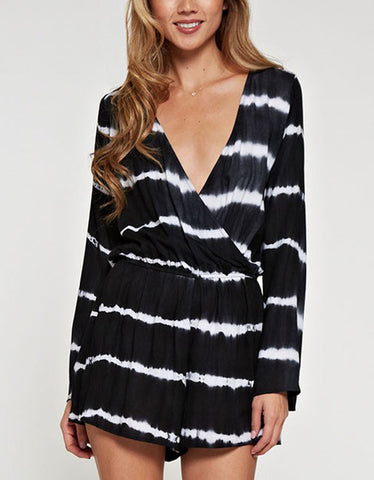 Wrap Me Up Tie Dye Romper in Black