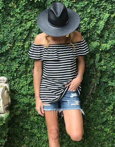 Jailbreak Striped Off The Shoulder Top