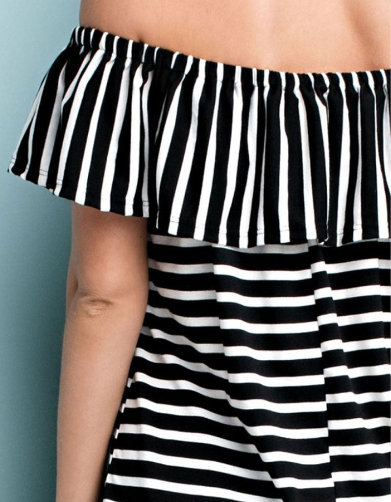 Jailbreak Striped Off The Shoulder Top