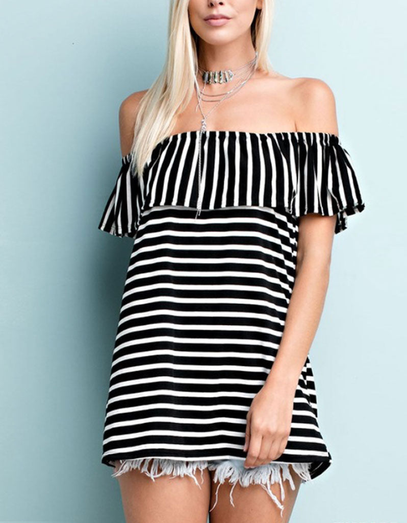 Jailbreak Striped Off The Shoulder Top