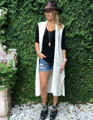 Zella Fringe Duster Cardigan in Pearl