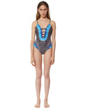 Mara Hoffman Samba Criss Cross Front One Piece in Black Blue - SWANK - Swimwear - 1