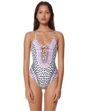 Mara Hoffman Samba Criss Cross Front One Piece in White Plum - SWANK - Swimwear - 2