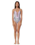 Mara Hoffman Samba Criss Cross Front One Piece in White Plum - SWANK - Swimwear - 1