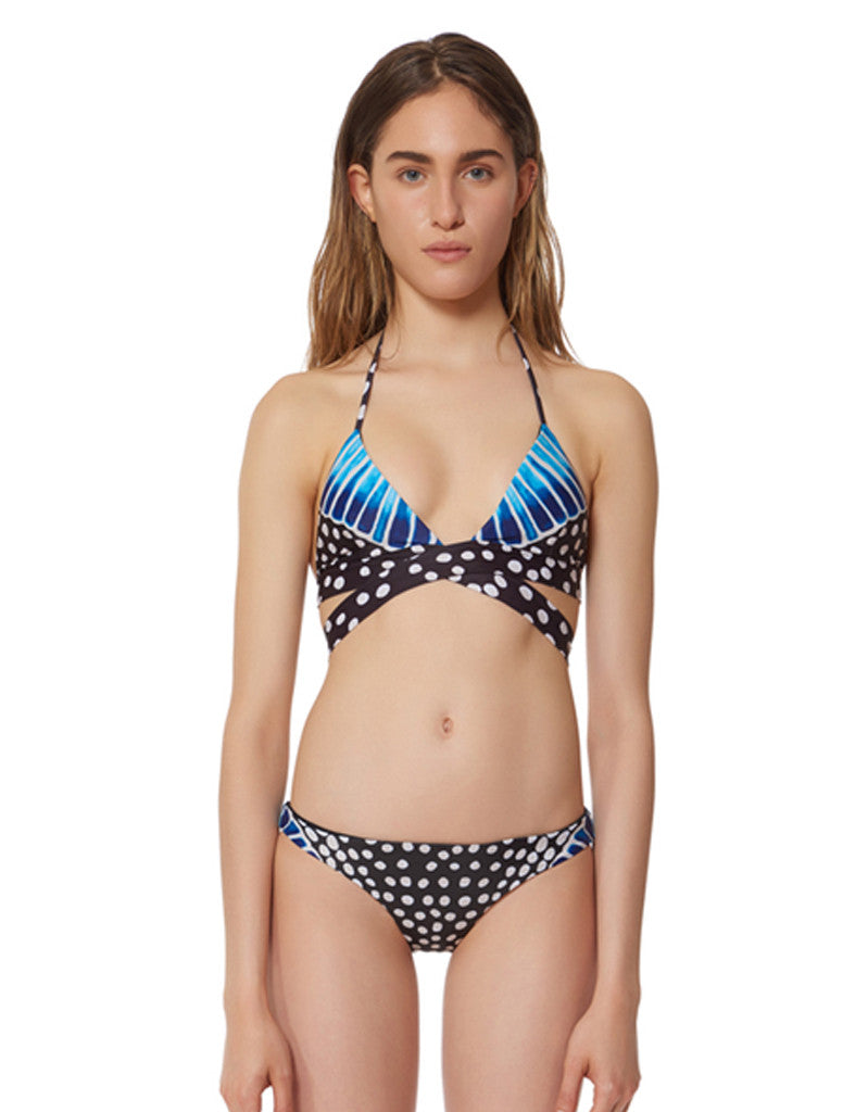 Mara Hoffman Samba Wraparound Bikini Top in Black Blue - SWANK - Swimwear - 1