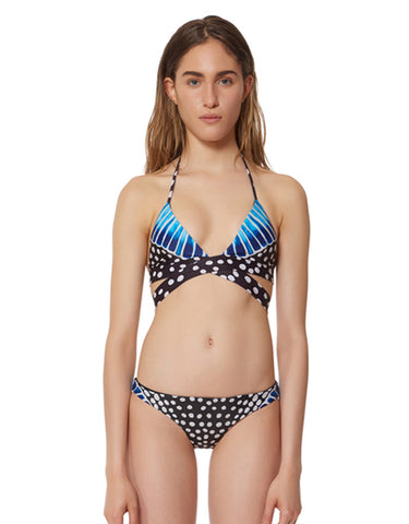 Mara Hoffman Samba Wraparound Bikini Top in Black Blue