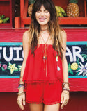 Show Me Your Mumu Banjo Pom Pom Crop Top in Bonfire Crisp - SWANK - Tops - 8