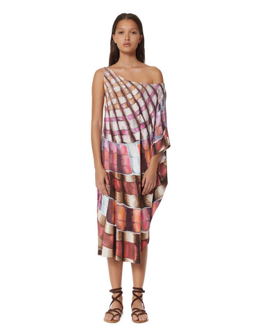 Mara Hoffman One Shoulder Dashiki in Shells Flamingo