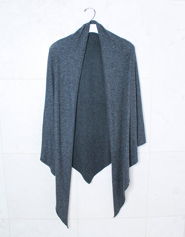 Michael Lauren Vasco Wrap Cardigan in Black Charcoal Waffle