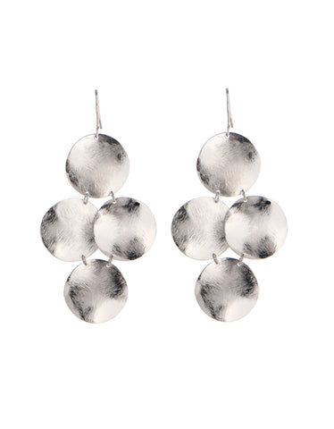 Double Bent Leaf Chandelier Earrings in Silver