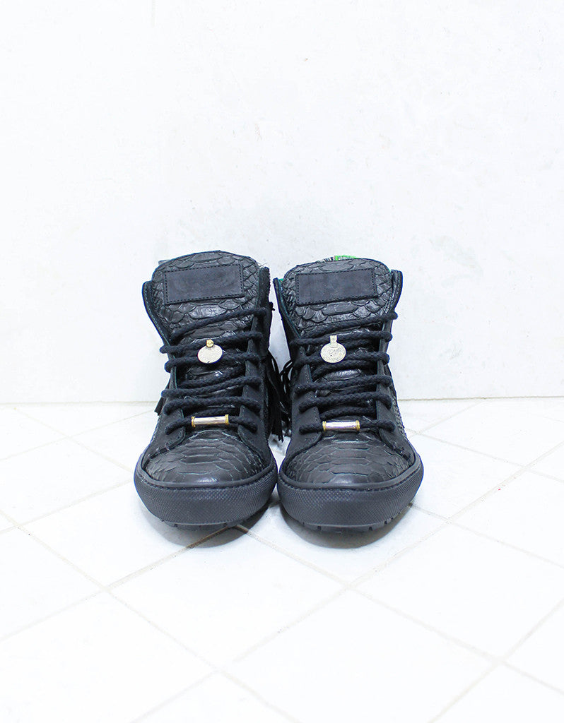 Custom Made Boho Sneakers in Black Snake | SIZE 38 - SWANK -  - 3