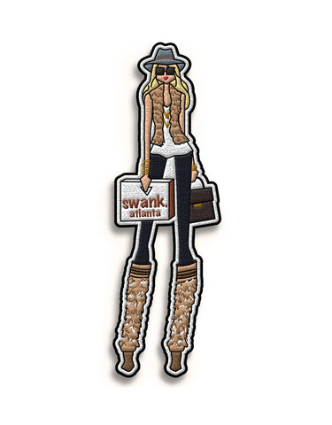 SWANK. Girl Illustration Iron On Patch