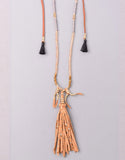 Vintage Snoot Samar Necklace with Studded Fringe in Camel