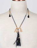 Vintage Snoot Samar Necklace with Studded Fringe in Grey