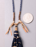 Vintage Snoot Samar Necklace with Studded Fringe in Grey