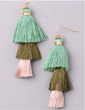 VINTAGE-SNOOT-TIERED-TASSEL-EARRINGS-GREEN