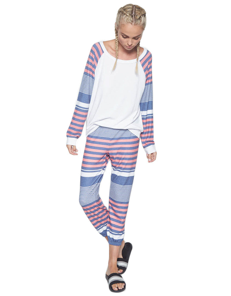 Michael Lauren Nate Crop Pant in Waypoint Stripe