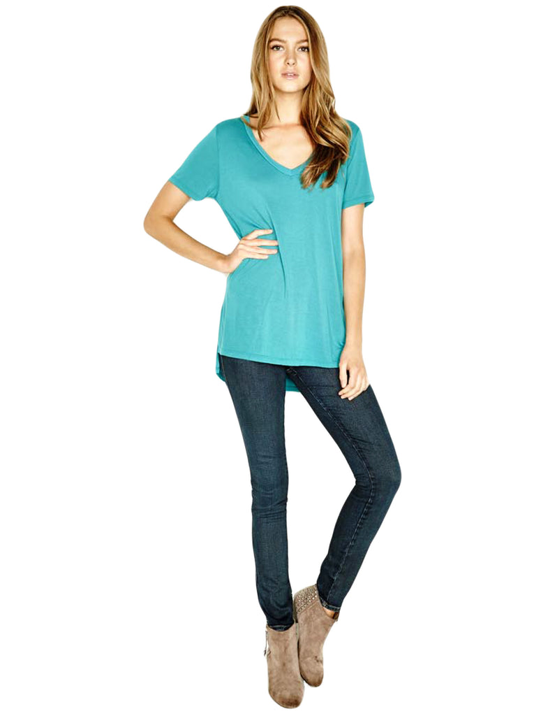 Michael Lauren Tennessee V-Neck Top in Lagoon - SWANK - Tops - 3