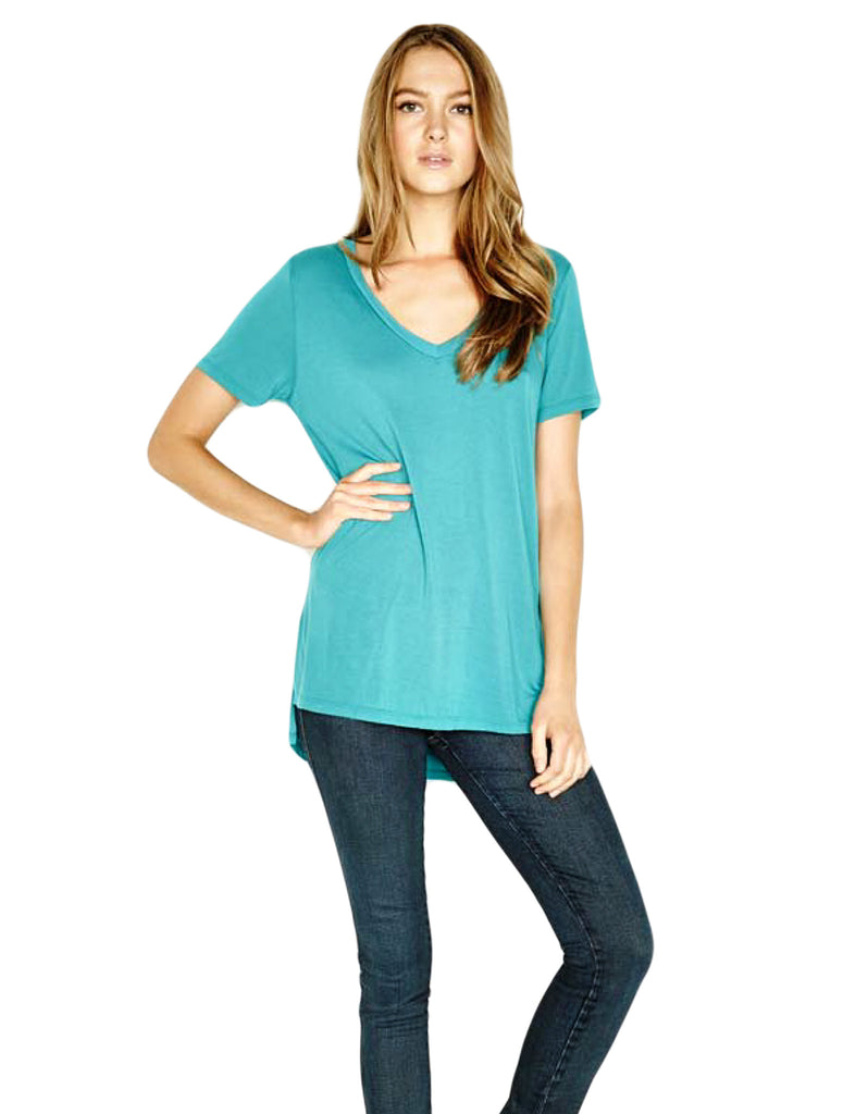 Michael Lauren Tennessee V-Neck Top in Lagoon - SWANK - Tops - 2