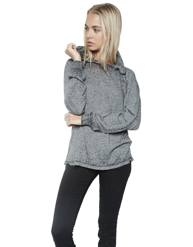 Michael Lauren Trevor Draped Pullover w/Hood in Heather Grey Burnout - SWANK - Tops - 1