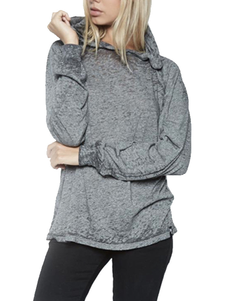 Michael Lauren Trevor Draped Pullover w/Hood in Heather Grey Burnout - SWANK - Tops - 2