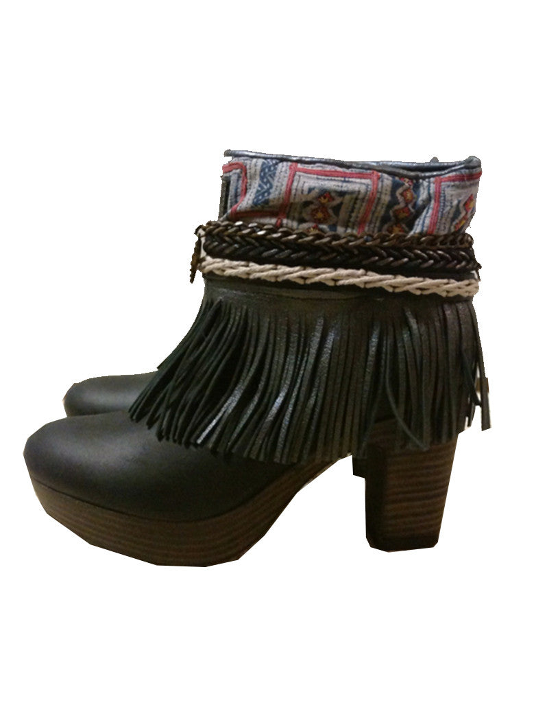 Boho Custom Made High Heel Boots - Black - SWANK - Shoes - 14