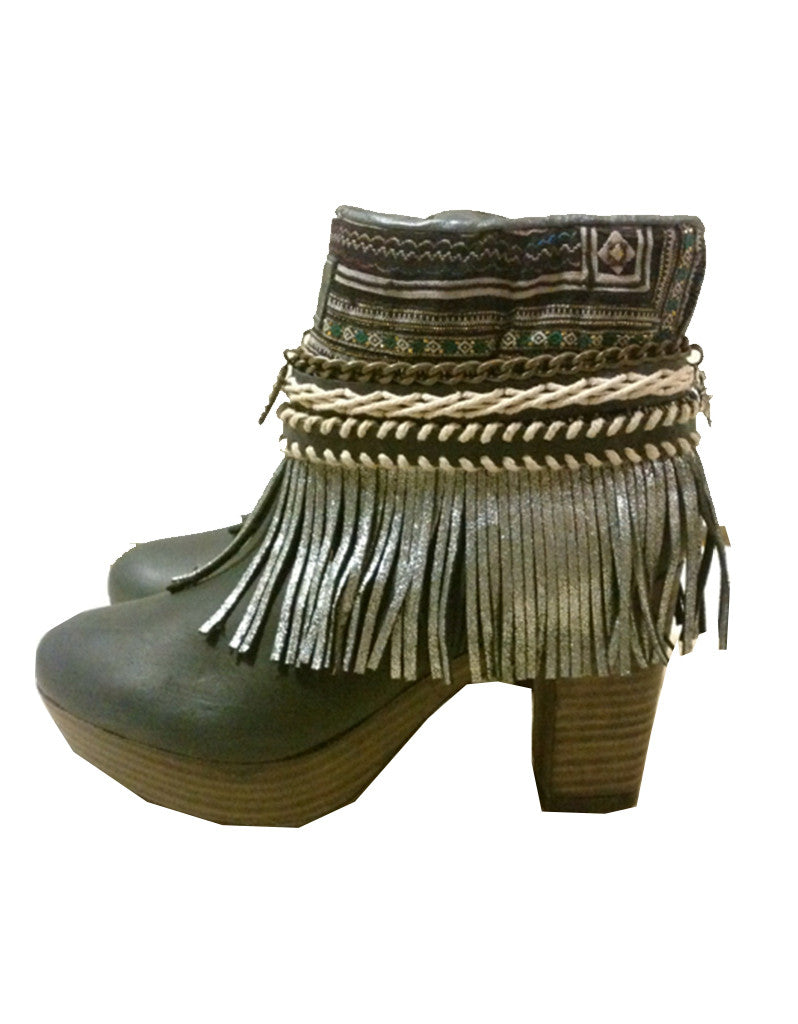 Boho Custom Made High Heel Boots - Black - SWANK - Shoes - 15